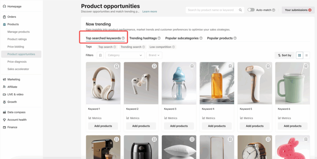 TikTok Shop商品机会中心完全指南:从热搜关键词到限时激励的2025运营手册插图2 TikTok Shop商品机会中心完全指南:从热搜关键词到限时激励的2025运营手册插图2
